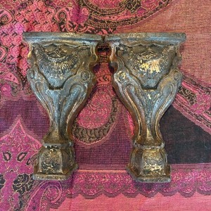 Vintage Set Decorative Wall-Mount Cast Iron Metal Cherub Wall Bracket or Corbel.