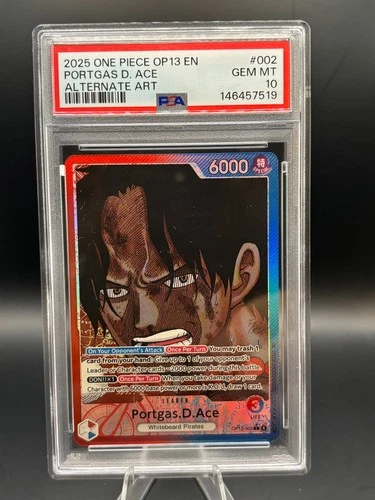 One Piece - OP13-002 Alternate Art Leader - Portgas.D.Ace - PSA 10