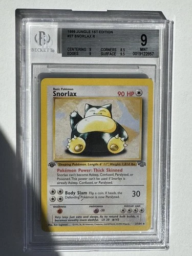 1999 Pokemon Jungle 1st Edition #027 Snorlax BGS 9
