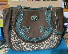 Montana West Brown Turquoise Western Embroidered Studded Shoulder Bag Women