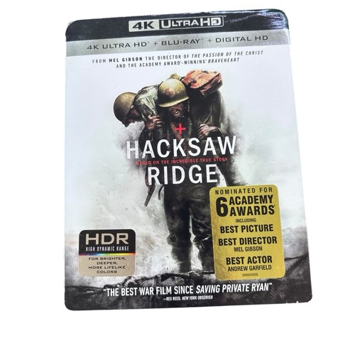 Hacksaw Ridge 4K UHD Blu-ray With Slipcover Andrew Garfield Mel Gibson NEW