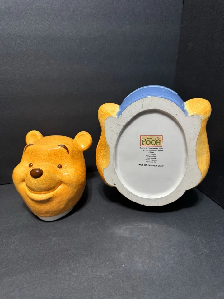 Tarro de galletas de cerámica Winnie The Pooh RARO de colección difícil de encontrar coleccionable Foto 3 de 4