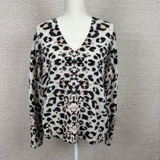 Brochu Walker Sweater Womens S Beige Kelso Animal Print 100 Cashmere Pullover