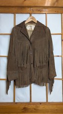 Vintage 70s Schott Bros RANCHER Western Fringe Leather Coat Brown Size 8