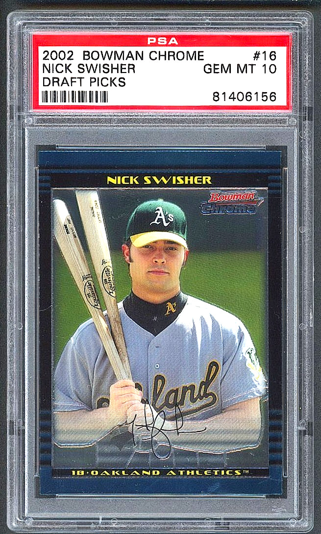2002  Bowman Chrome - Nick Swisher (RC) Rookie Draft Picks #BDP16 PSA 10 view 5
