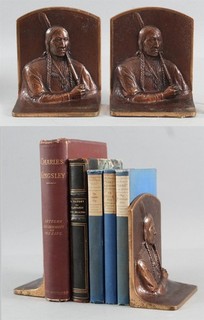 Antique GREGORY SEYMOUR ALLEN Bronze Western American Indian Warrior Bookends