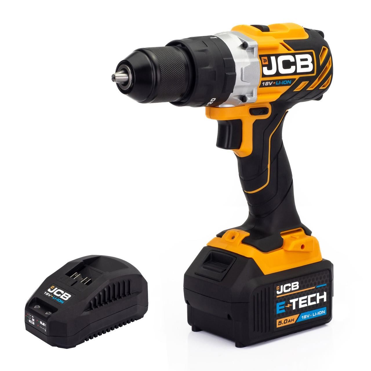 JCB 18V Brushless Cordless Combi Drill, 5ah Battery, Fast Charger, Variable Speed, LED Light, Belt Clip, Rubber Grip, 3Y Warranty, 18V Li-ion, 13mm, 1800rpm, 65Nm, UK Support - Image 2