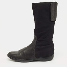 Prada Black Leather Knee Length Boots Size 37