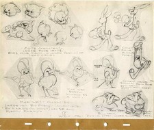 Original Photostat of Mae West as a Bird and Various Characters from Walt Disney