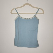 NWT Victoria's Secret Tank Top Cami Spaghetti Strap Lace Baby Blue XS Vintage