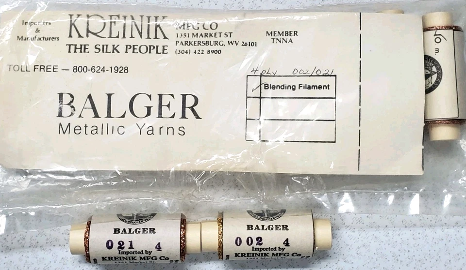 8 Kreinik Balger 4 ply Blending Filament 3 Gold - 5 Copper 10 Meters Each NIOP - Image 3 of 4