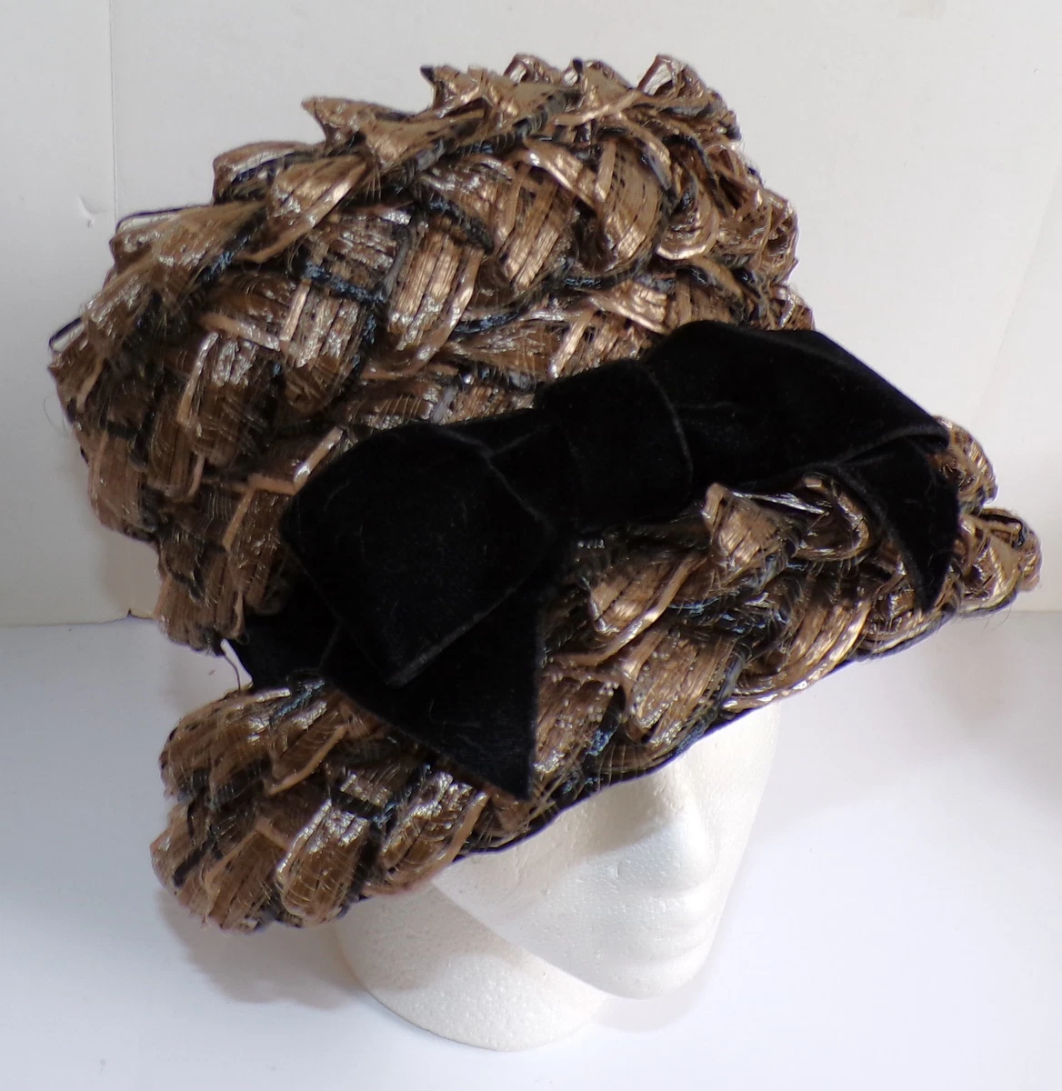 Cloche Black Straw Vintage Hats for Women for sale | eBay display picture 2