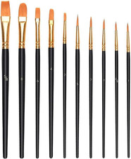 Nylon Paint Brushes (10 Pcs), Acrylic Gouache Oil Paint Brush Set, Oil Painting