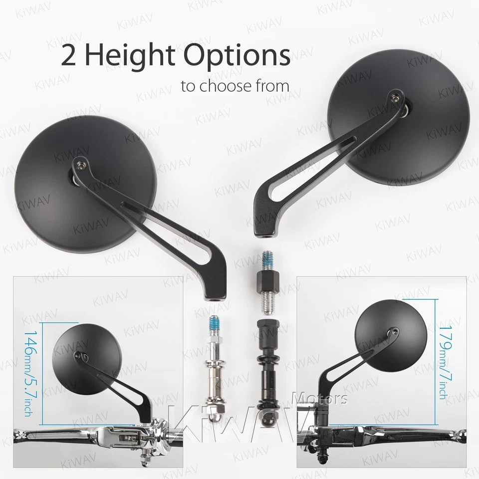 NEW! Eclipse round mirrors black w/ 5/16" adapters for Harley SOFTAIL FAT BOY LO - Image 4 of 4