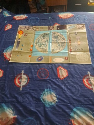 VINTAGE POSTER MAP OF THE MOON WITH LOCATION NAMES  PRINTED IN SWEDEN 22'' X 33''