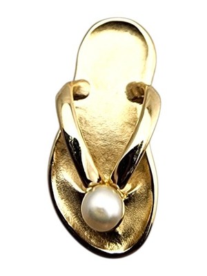 14 Karat Yellow Gold Pearl Flipflop Pendant #23685