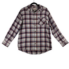 Field Stream Flannel Button Up Mens Medium Blue Red Cotton Blend Plaid Country
