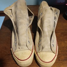 Vtg Chuck Taylor Converse All Star Made in USA High Top Cream Sneakers Sz 10.5