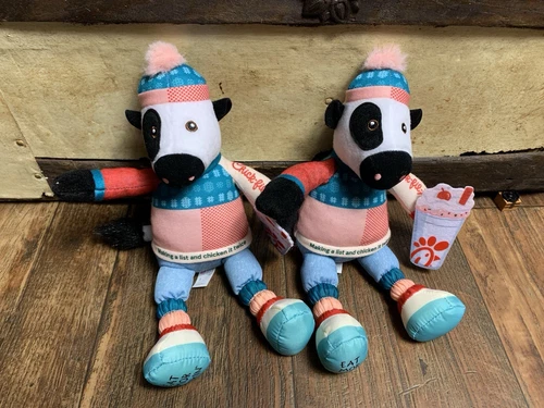 Chick Fil A Plush Cows Eat Mor Chikin Milkshake Cow Christmas Lot Of 2