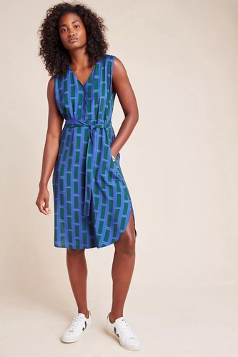 COREY LYNN CALTER Anthropologie Women’s MEDIUM Blue MARNIE ShirtDress Sleeveless