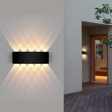 8W Waterproof LED Wall Lights Up/Down Modern Sconce Outdoor/Indoor Lamp IP65 UK