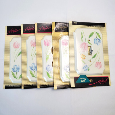 5pc Decorative Floral Wall Plate Set - 2 Duplex Outlet & 3 Switch Covers - Tulip