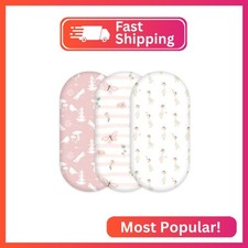 Civarua Kids 3-Pack Organic Bassinet Sheets for Girls Stretch, Soft Cozy Fitted