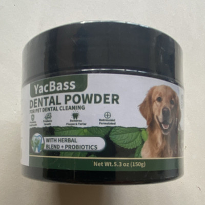 YacBass Dental Powder Herbal Blend + Probiotics for Plaque, All Breeds 5.3 oz