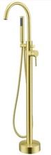 Freestanding Bathtub Faucet Tub Filler Brushed Gold Single Handle Floor Mounted