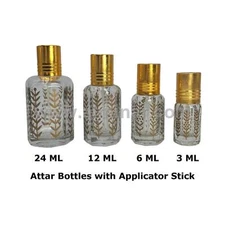 3ml to 24ml Clear Octogonal Bottles [Golden Print] [Applicator Stick]