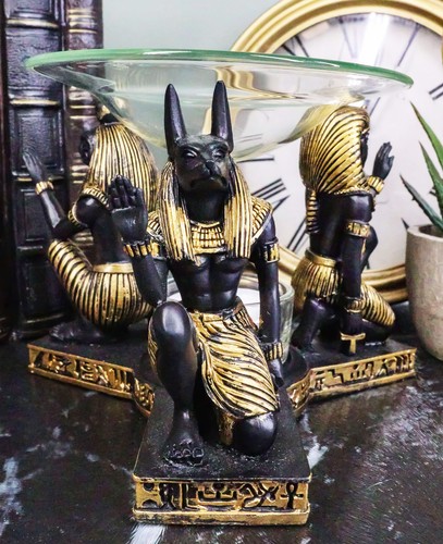 Egyptian Gods Horus Anubis And Pharaoh Candle Heat Oil Tart Scent Burner Decor - Picture 1 of 9