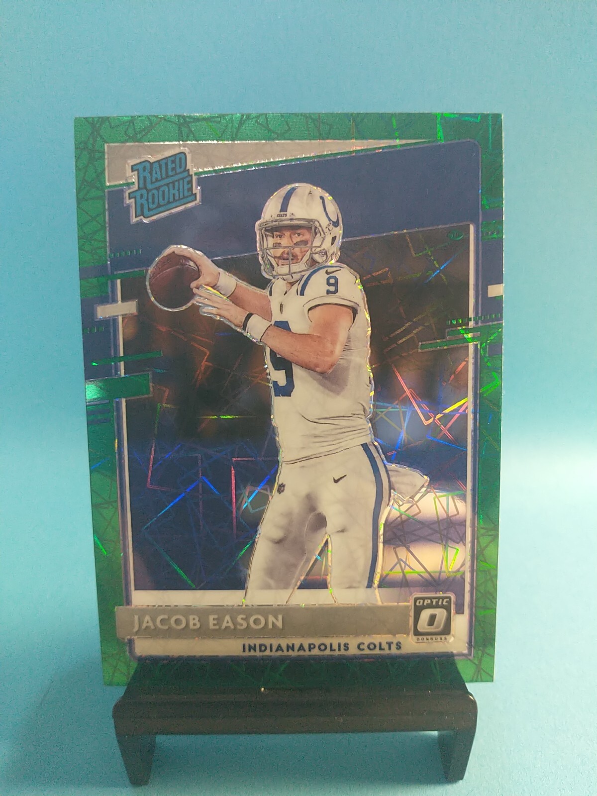 2020 Donruss Optic Jacob Eason RC #162 Green Velocity Prizm Rated Rookie Colts
