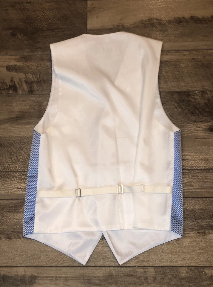 Chaleco Formal Colección Cardi Azul Cielo Blanco Abotonado Poliéster Hombre’s Pequeño Foto 3 de 4