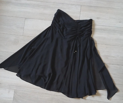 Mexx Black Strapless Short Dress Sheer Ruched Side Party Cocktail Evening UK14