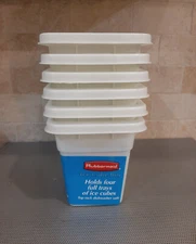 6 Rubbermaid Ice Cube Tray Bins Storage Freezer White Containers/Crafts~NOS