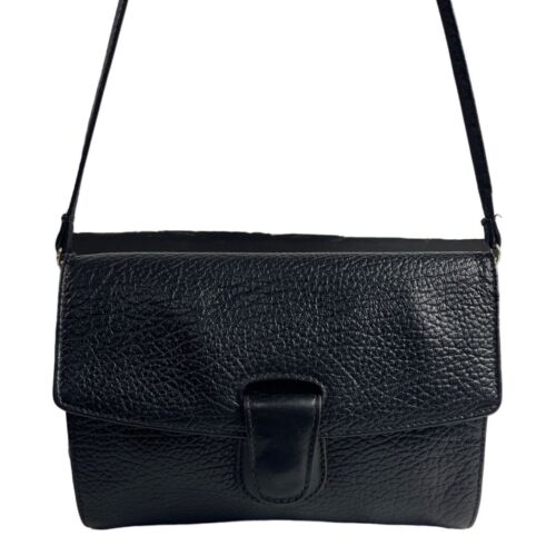 Desmo Women's Black Pebbled Leather Shoulder Crossbody Flap Bag Sz S - Picture 2 of 11