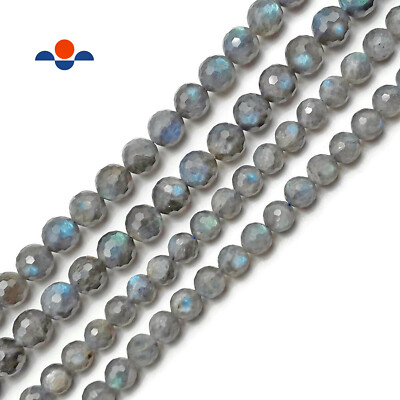 Natural Labradorite Hard Cut Faceted Round Beads 6mm 7mm 8mm 10mm 15.5'' Strand