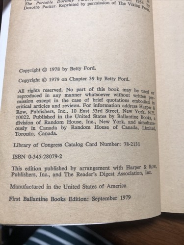 Betty Ford the Times of My Life With Chris Chase Vintage Paperback 1979 - Picture 6 of 6