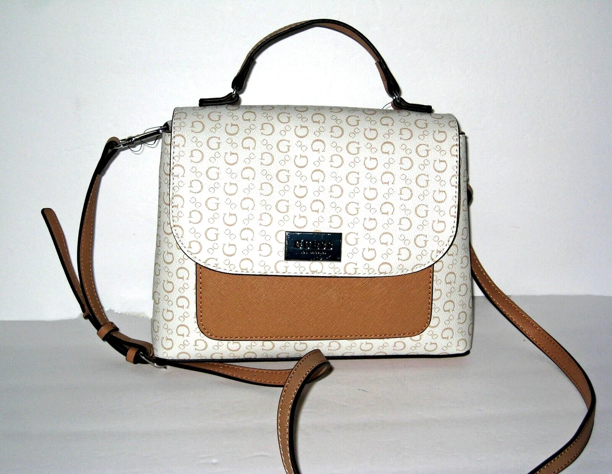 guess purse white and brown