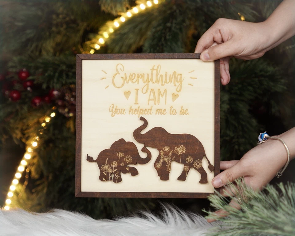 Quadro de madeira presente para mãe, peça de placa de madeira gravada, presente de dia das mães - Imagem 2 de 4