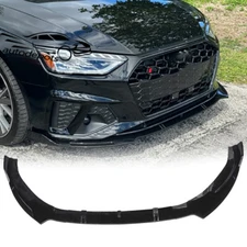 Fit For 20-22 Audi A4 S4 ABS Gloss Black Front Splitter Lip Lower Bumper 3PCS