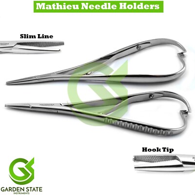 Slim Mathieu Needle Holder Forceps Hook Tip Orthodontic Dental Locking Plier 2 