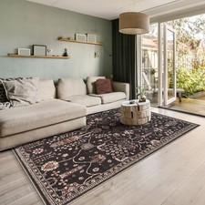 GLN Rugs Sumer - Machine Washable Area Rug - Turkish Black Home Rugs