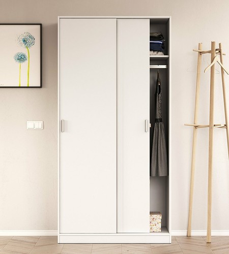 Armario dos puertas correderas, armario ropero, color Blanco Soft o Roble - Imagen 12 de 13