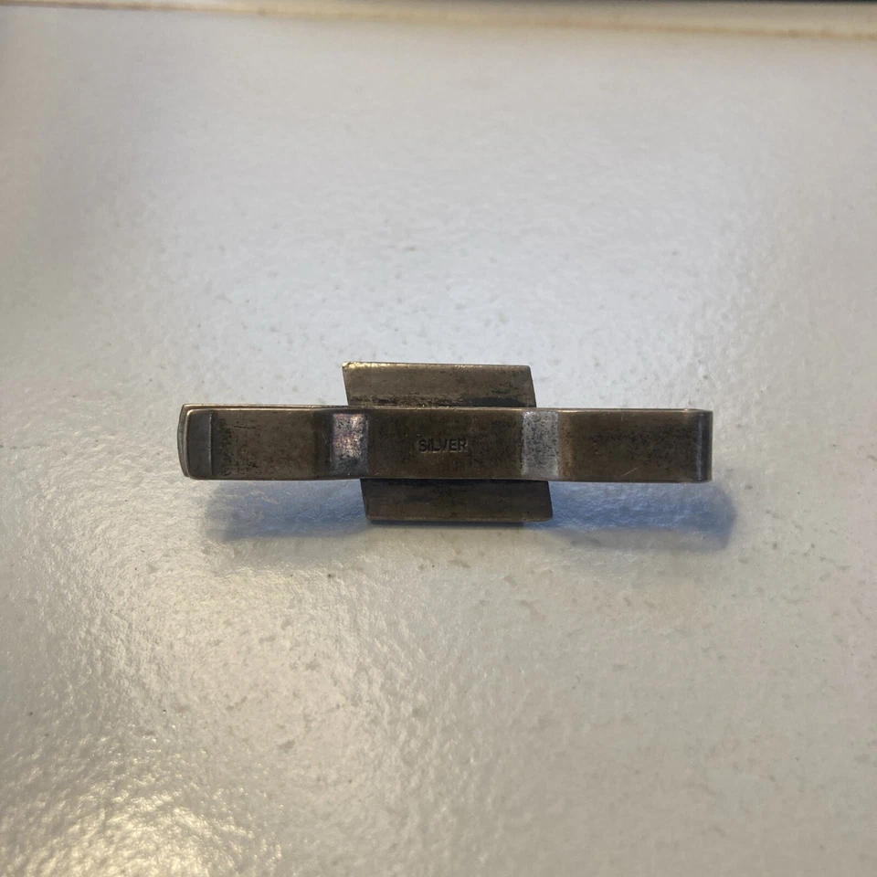 Vintage Silver Tie Clip Imitation Pearl/Seashell - Image 3 of 4