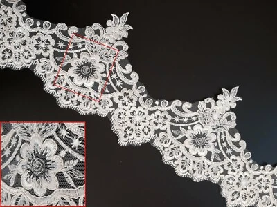 SPITZE Brautmode Meterware Weiß Cremig Brautkleid Borte (9€/M) 1/ 1,8/2,9 M