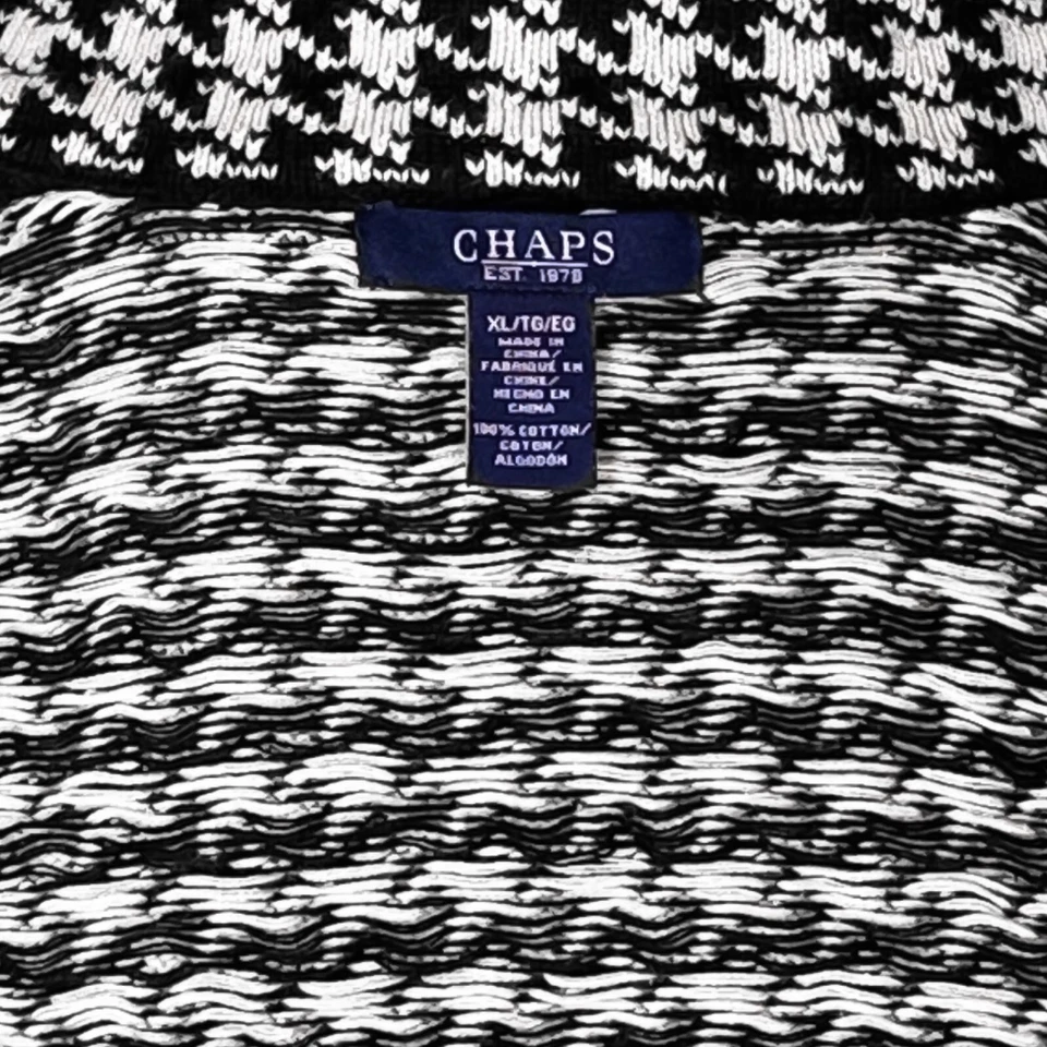 Chaqueta Chaps Ralph Lauren Marfil Negro Pata de Gallo Cremallera Completa Tejido Suéter Talla XL Foto 4 de 4