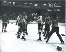 Phil Russell Chicago Blackhawks (1972-79) Autograph 8X10 Photo Fight Photo PIM