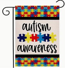 Autism Awareness Garden Flag 12x18 Burlap Double Sided Support Flags All Season