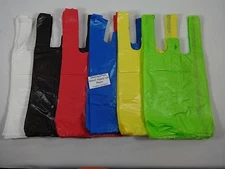 200 T-Shirt Bags w/ Handles 8" x 5" x 16" Plastic Retail